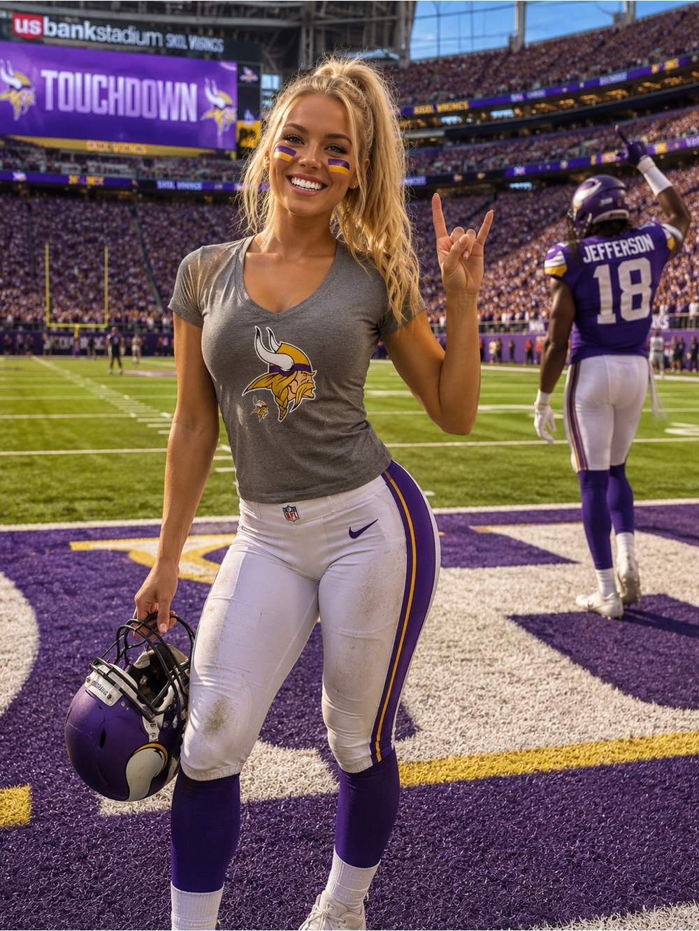 NFL Women's Grey Minnesota Vikings Logo Tee